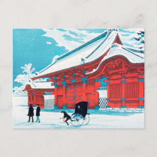 Cartão Postal De Festividades O Portão Vermelho de Hongo na Neve (1926) - Shotei