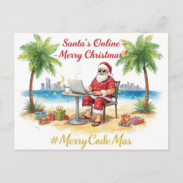 Cartão Postal De Festividades O Programador Online do Papai Noel Feliz Natal!