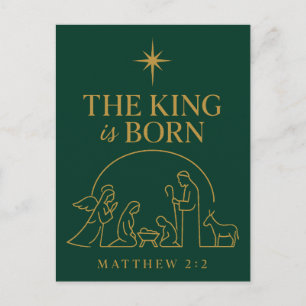 Cartão Postal De Festividades O Rei Nasceu Natal Design de Natividade