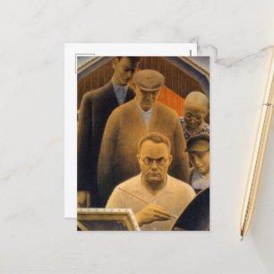 Cartão Postal De Festividades O retorno da Boêmia por Grant Wood