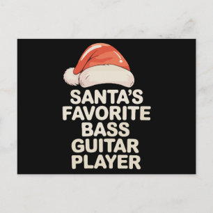 Cartão Postal De Festividades O Tocador de Baixo Favorito do Papai Noel Natal