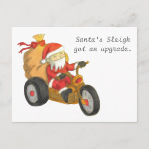 Cartão Postal De Festividades O trenó do Papai Noel engraçado teve uma atualizaç