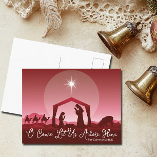 Cartão Postal De Festividades Ó Vem, Adoremos a Ele Cena de Natal