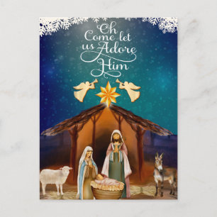 Cartão Postal De Festividades "Ó Vem Adoremos a Ele" Natal Natividade