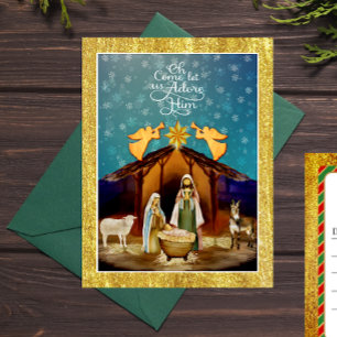 Cartão Postal De Festividades "Ó Vem, Adoremos a Ele" Natal Natividade