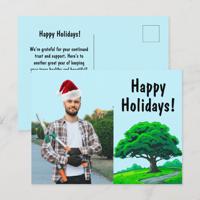 Cartão Postal De Festividades Oak Tree Logo | Tree Trimming Service Marketing (Frente/Verso)