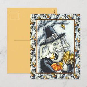 CARTÃO POSTAL DE FESTIVIDADES OBRIGADO A PACHYDERM, OBRIGADO ELEFANTE DA PILGRIM