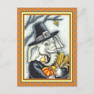CARTÃO POSTAL DE FESTIVIDADES OBRIGADO A PACHYDERM, OBRIGADO ELEFANTE DA PILGRIM
