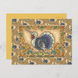 CARTÃO POSTAL DE FESTIVIDADES OBRIGADO À TURQUIA UNICORN, FANTASIA BRANCA,