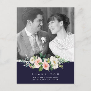 Cartão Postal De Festividades obrigado de casamento, foto do marinho de cartão p
