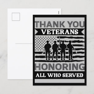 Cartão Postal De Festividades Obrigado pelo seu serviço: Veteranos Dia 2025