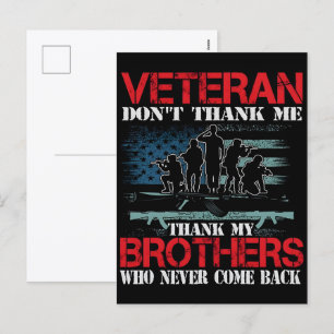 Cartão Postal De Festividades Obrigado pelo seu serviço: Veteranos Dia 2025