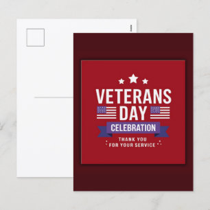 Cartão Postal De Festividades Obrigado pelo seu serviço: Veteranos Dia 2025