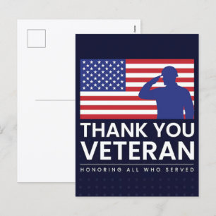 Cartão Postal De Festividades Obrigado pelo seu serviço: Veteranos Dia 2025
