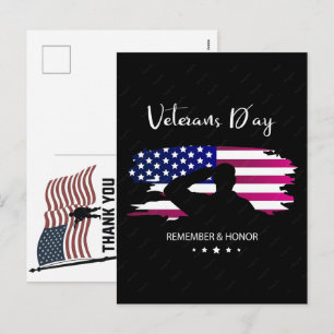Cartão Postal De Festividades Obrigado Veteranos Bandeira Americana Dia da Memór