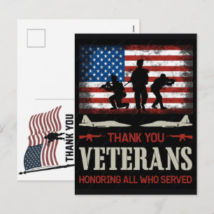Cartão Postal De Festividades Obrigado Veteranos Bandeira Americana Dia da Memór
