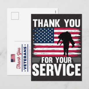 Cartão Postal De Festividades Obrigado Veteranos Bandeira Americana Dia da Memór