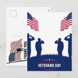 Cartão Postal De Festividades Obrigado Veteranos Bandeira Americana Dia da Memór