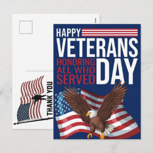 Cartão Postal De Festividades Obrigado Veteranos Bandeira Americana Dia da Memór