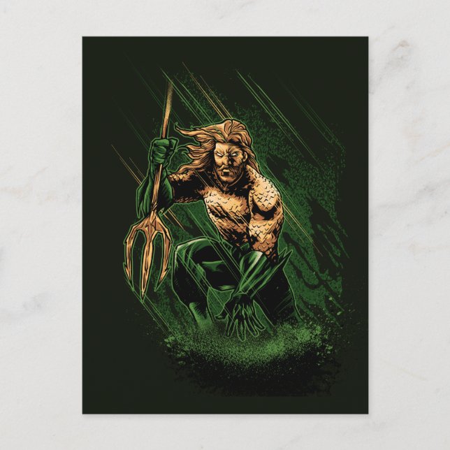 Cartão Postal De Festividades Ocean King Trident Warrior Dynamic Comic Art (Frente)