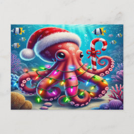 Cartão Postal De Festividades Octopus Natal