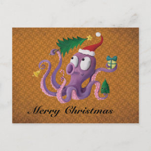 Cartão Postal De Festividades Octopus Natal