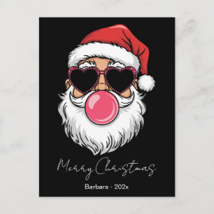 Cartão Postal De Festividades Óculos de Coração Rosa de Goma de Bolha do Papai N
