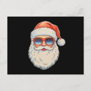 Cartão Postal De Festividades Óculos de Sol de Natal Retro com Rosto do Papai No