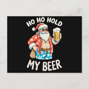 Cartão Postal De Festividades Óculos de Sol do Papai Noel Segura Minha Cerveja N