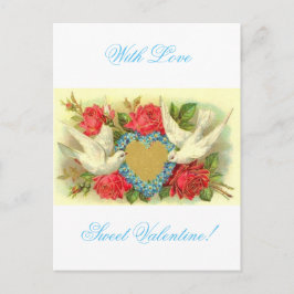 Cartão Postal De Festividades Óculos e Rosas de Namorados Vintage