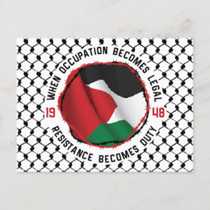 Cartão Postal De Festividades Ocupação da Resistência Palestiniana Direitos Huma