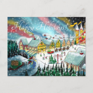 Cartão Postal De Festividades oficina do pólo norte do Papai Noel