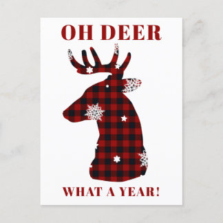 Cartão Postal De Festividades Oh Deer Buffalo Xadrez Snowflake Natal