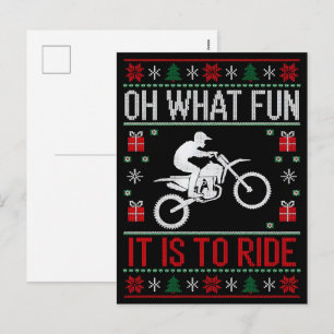 Cartão Postal De Festividades Oh Que Diversão É Andar De Moto Biker Papai Noel X