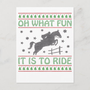 Cartão Postal De Festividades Oh Que Diversão É Cavalgar no Cavalo de Natal Feio