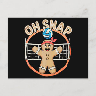 Cartão Postal De Festividades Oh Snap Homemem de Pão de Mel Natal Volei de Praia