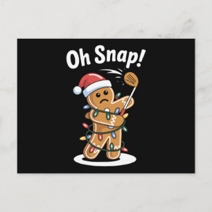 Cartão Postal De Festividades Oh Snap Natal Homemem de Gengibre Luzes Chapéu Nat