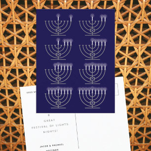 Cartão Postal De Festividades Oito Noites de Hanukkah   Guia de Iluminação da Me