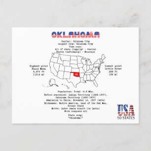 Cartão Postal De Festividades Oklahoma. The state of the United States of Americ