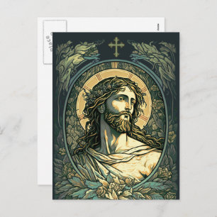Cartão Postal De Festividades Olá, Risen! Art Nouveau Jesus Pintura