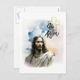 Cartão Postal De Festividades Olá, Risen! Páscoa de pintura de Jesus Cristo