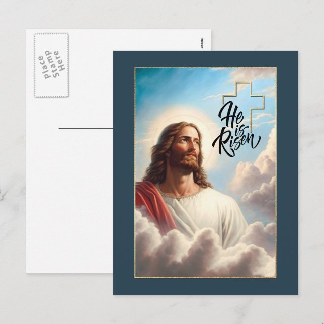 Cartão Postal De Festividades Olá, Risen! Páscoa de pintura de Jesus Cristo (Frente/Verso)