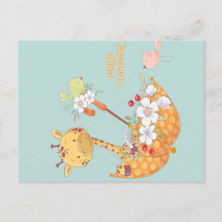 Cartão Postal De Festividades Olá Summer Giraffe