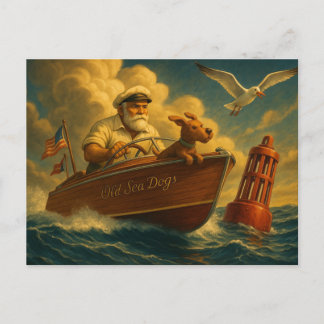 Cartão Postal De Festividades Old Sea Dogs: a sailor and his trusty canine