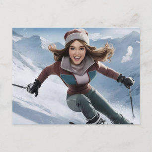 Cartão Postal De Festividades Olimpíadas de Inverno de 2026 Snowboarding Feminin