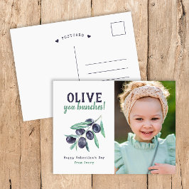 Cartão Postal De Festividades Olive You Bunches Kids Dia de os namorados Holid