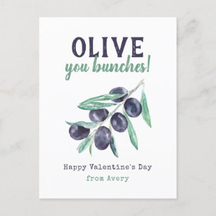 Cartão Postal De Festividades Olive You Bunds Crianças Namorados