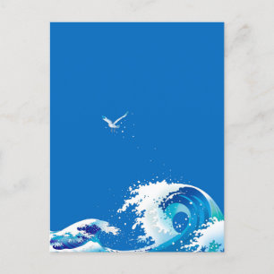 Cartão Postal De Festividades Ondas e gaivotas de excelente