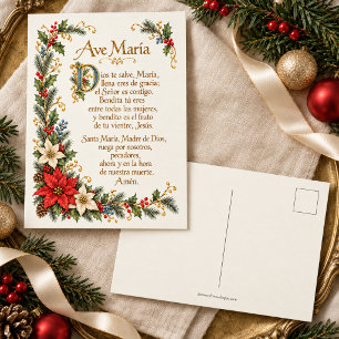 Cartão Postal De Festividades Oração do Ave Maria Espanhol no Natal