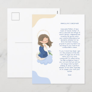 Cartão Postal De Festividades Oração Kawaii Imaculada Conceição